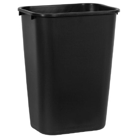 RJ Schinner Co Trash Can Deskside 41-1/4 Quart Rectangular Black LLDPE Open Top - Case of 12 - FG295700BLA-CS