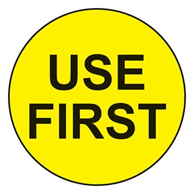 Health Care Logistics Pre-Printed Label Indeed Advisory Label Yellow Paper Use First Black Quality Control Label 3/4 Inch - Pack of 1000 - 18620-PK