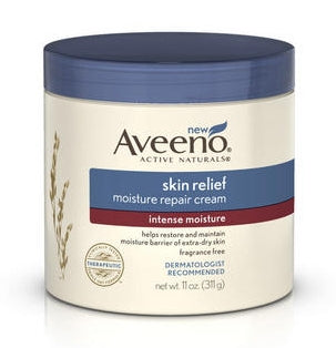 Johnson & Johnson Consumer Hand and Body Moisturizer Aveeno® Skin Relief 11 oz. Jar Unscented Cream - Case of 12 - 10381371150776-CS