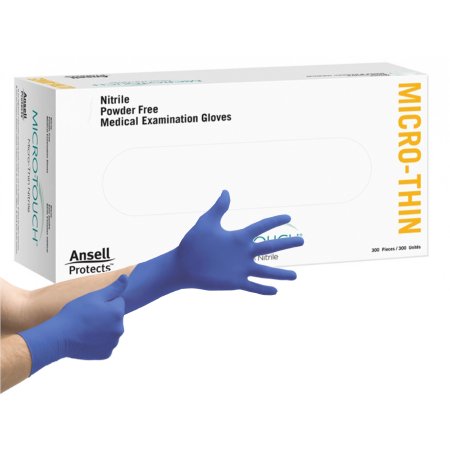 Ansell Exam Glove Micro-Touch® Micro-Thin X-Large NonSterile Nitrile Standard Cuff Length Textured Fingertips Blue Not Rated - Case of 3000 - 6034314-CS