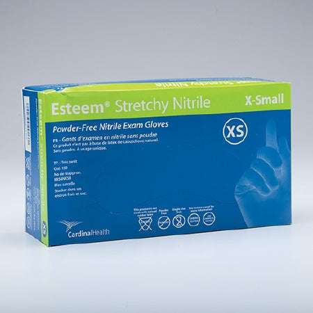 Cardinal Exam Glove ESTEEM™ Stretch X-Small NonSterile Nitrile Standard Cuff Length Textured Fingertips Teal Chemo Tested - Case of 1500 - 8854NXSB-CS