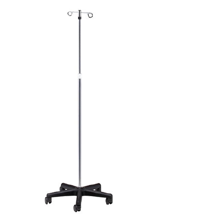 Clinton Industries Economy IV Pole Ram Horn Hooks 2-Hook 5 Legs Nylon Composite Base, Dual Wheel Casters, 21 Inch Base Diameter - Each - IV-47-EA