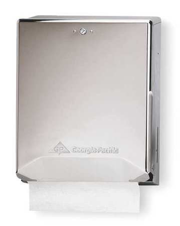 Grainger Paper Towel Dispenser Georgia-Pacific Chrome Metal Manual Pull 600 Count Wall Mount - Each - 1CF38-EA