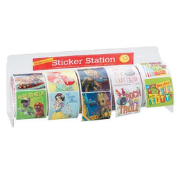 SmileMakers Sticker Dispenser Clear Acrylic Manual 4-5 Roll Surface Mount - Each - LR-EA