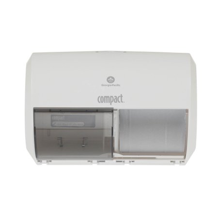 Georgia Pacific Toilet Tissue Dispenser Compact® Side-by-Side Translucent White Plastic Manual 2 Rolls Wall Mount - Each - 56797A-EA