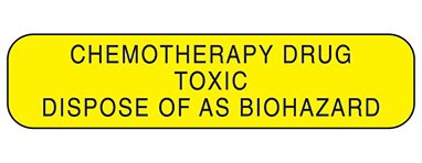 Health Care Logistics Pre-Printed Label HCL™ Warning Label Yellow Paper Chemotherapy Drug Toxic Dispose of as Biohazard Black Biohazard 3/8 X 1-5/8 Inch - Box of 1000 - 2372-BX