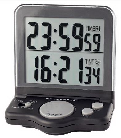 Cole-Parmer Inst. Electronic Alarm Timer 2 Channel, Jumbo Display Traceable® 24 Hours LCD Display - Each - 61018-26-EA