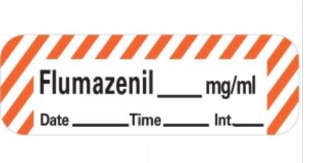 Precision Dynamics Drug Label MedVision® Anesthesia Label Flumazenil_mg/mL Date_Time_Int_ Red / White 1/2 X 1-1/2 Inch - Each - LANS18-EA
