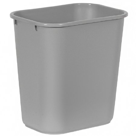RJ Schinner Co Trash Can Deskside 28-1/8 Quart Rectangular Gray LLDPE Open Top - Each - FG295600GRAY-EA