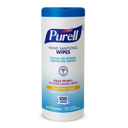 GOJO Hand Sanitizing Wipe Purell® 100 Count BZK (Benzalkonium Chloride) Wipe Canister - Case of 1200 - 9111-12-CS