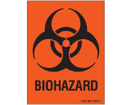 Shamrock Scientific Pre-Printed Label Warning Label Orange Paper Biohazard Black Biohazard 2-1/4 X 3 Inch - Box of 500 - SBH-1-BX
