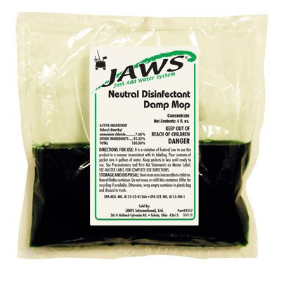 Canberra JAWS® Surface Disinfectant Cleaner Quaternary Based Manual Pour Liquid Concentrate 4 oz. Pouch Citrus Floral Scent NonSterile - Case of 88 - JAWS-3806-93-CS