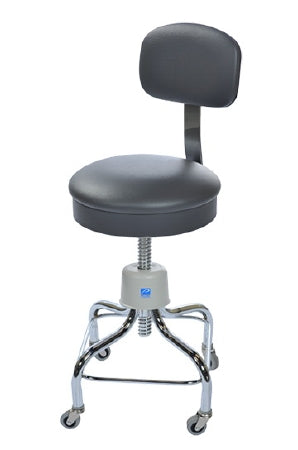 Pedigo Products Utility Stool Upholstered Spring Back Screw Shaft 2 Inch Double Ball Bearing Casters Black - Each - P-51-R-BLK-EA