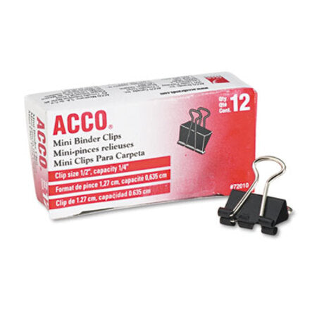 ACCO Binder Clips, Mini, Black/Silver, Dozen - DZ/1 - ACC-72010-DZ