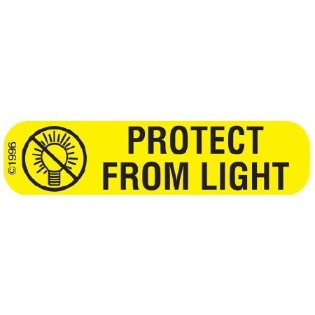 Precision Dynamics Pre-Printed Label Pharmex® Advisory Label Yellow Paper Protect From Light / Symbol Black Safety and Instructional 3/8 X 1-9/16 Inch - Box of 1000 - 1-684-BX