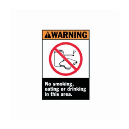Fisher Scientific Wall Sign Caution Brady™ Warning: No Smoking Eating or Drinking In This Area - Each - 19038255-EA