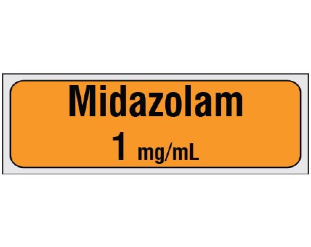 Shamrock Scientific Drug Label Shamrock Anesthesia Label Midazolam / 1 mg / mL Orange 1/2 X 1 Inch - Roll of 500 - SA-217-PRE-RL