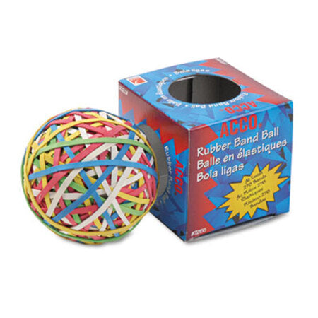 ACCO Rubber Band Ball, 3.25" Diameter, Size 34, Assorted Gauges, Assorted Colors, 270/Pack - Each - ACC-72155-EA
