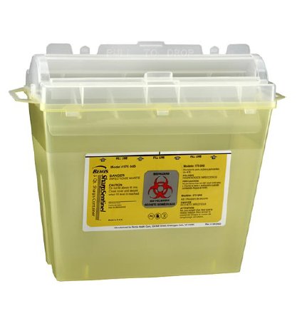 Bemis Healthcare Sharps Container Bemis™ Sentinel Translucent Yellow Base 10 H X 5-1/4 W X 11 D Inch Horizontal Entry 1.25 Gallon - Case of 32 - 175 040-CS