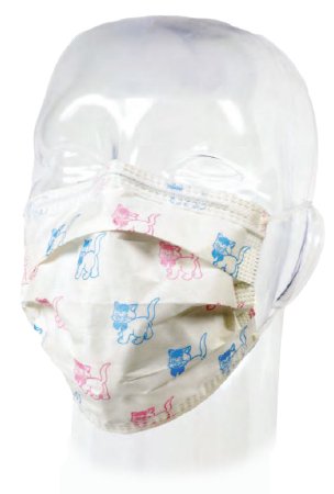 Aspen Surgical Products Procedure Mask Pleated Earloops One Size Fits Most Kid Design (Cats) NonSterile Not Rated Adult - Box of 50 - 15130-BX