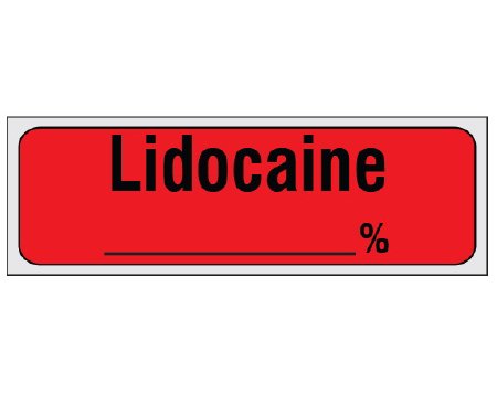 Shamrock Scientific Drug Label Shamrock Anesthesia Label LIDOCAINE / _____ % Red 1/2 X 1 Inch - Each - SA-36-PRE-EA