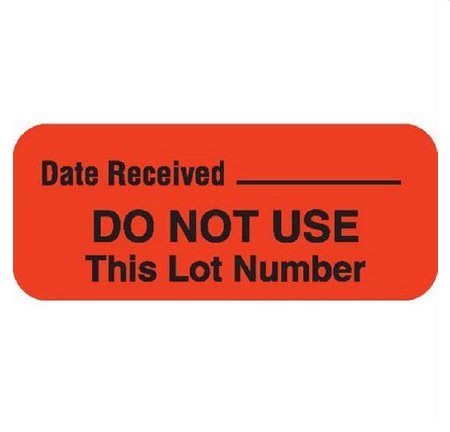 Market Lab Inc Pre-Printed / Write On Label Advisory Label Orange Paper Date Received _________ / DO NOT USE This Lot Number Black Quality Control Label 31/50 X 1-1/2 Inch - Each - 8032-EA