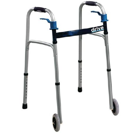 Patterson Medical Supply Dual Release Folding Walker Adjustable Height Deluxe Aluminum Frame 350 lbs. Weight Capacity 26 to 33-1/2 Inch Height - Each - 565647-EA