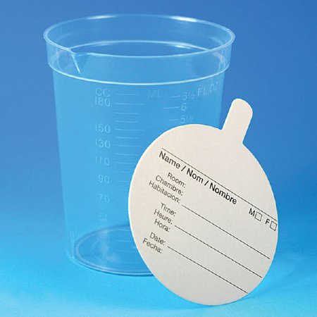 Globe Scientific Specimen Container with Pour Spout 2-1/8 X 3-7/16 Inch 192 mL (6.5 oz.) Paper Lid Patient Information NonSterile - Case of 500 - 5924-CS