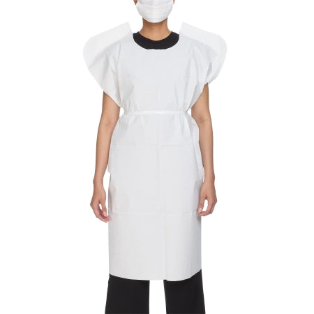 McKesson Patient Exam Gown McKesson One Size Fits Most White Disposable - Case of 50 - 18-104-CS