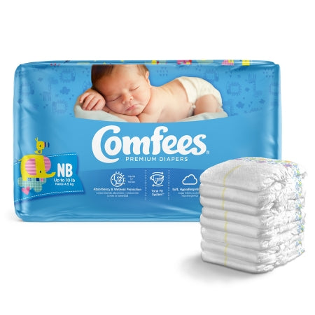 Attends Healthcare Products Unisex Baby Diaper Comfees® Newborn Disposable Moderate Absorbency - Case of 168 - 41536-CS