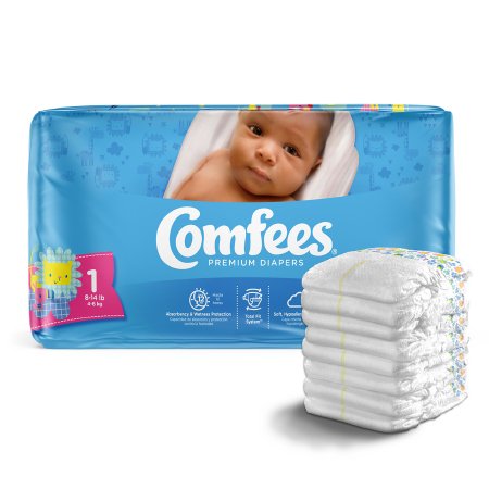 Attends Healthcare Products Unisex Baby Diaper Comfees® Size 1 Disposable Moderate Absorbency - Case of 200 - CMF-1-CS
