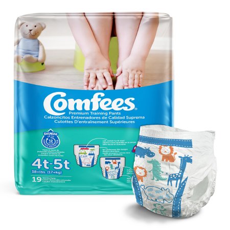 Attends Healthcare Products Male Toddler Training Pants Comfees® Pull On with Tear Away Seams Size 4T to 5T Disposable Moderate Absorbency - Bag of 19 - CMF-B4-BG