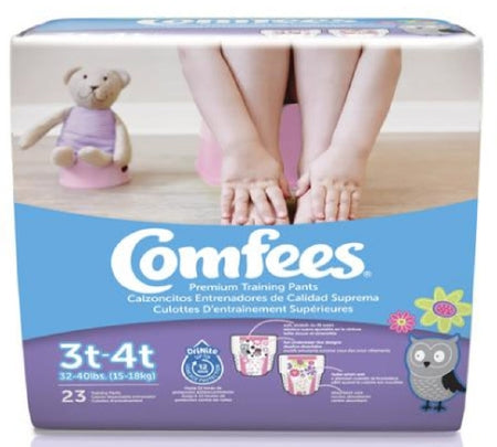 Attends Healthcare Products Female Toddler Training Pants Comfees® Pull On with Tear Away Seams Size 3T to 4T Disposable Moderate Absorbency - Case of 138 - 41548-CS