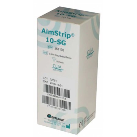 Germaine Laboratories Inc Reagent AimStrip® General Chemistry Glucose, Bilirubin, Ketone, Specific Gravity, Blood, pH, Protein, Urobilinogen, Nitrite, Leukocytes For AimStrip® Urine Analyzer 100 Tests - Each - 51100-EA
