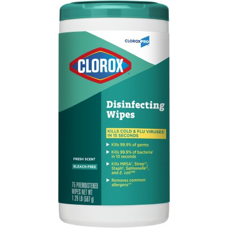 The Clorox Company CloroxPro™ Clorox® Surface Disinfectant Premoistened Manual Pull Wipe 75 Count Canister Fresh Scent NonSterile - Case of 450 - 15949-CS