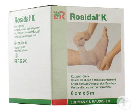 Lohmann & Rauscher Compression Bandage Rosidal® K 2-2/5 Inch X 5-1/2 Yard Clip Detached Closure Tan NonSterile High Compression - Case of 108 - 22200-CS