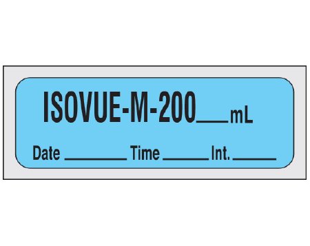 Shamrock Scientific Drug Label Shamrock Anesthesia Label Isovue-M-200_mL Date_Time_Int_ Blue 1/2 X 1-1/2 Inch - Each - SXD-22-EA