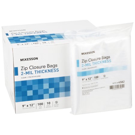McKesson Reclosable Bag McKesson 9 X 12 Inch Polyethylene Clear Zipper Closure - Case of 20 - 4582-CS