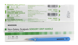 McKesson Scalpel McKesson No. 11 Stainless Steel / Plastic Sensory Grip Handle Sterile Disposable - Box of 10 - 1626-BX