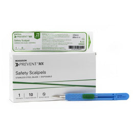 McKesson Safety Scalpel McKesson Prevent® MX No. 11 Stainless Steel / Plastic Sensory Grip Handle Sterile Disposable - Case of 500 - 1644-CS