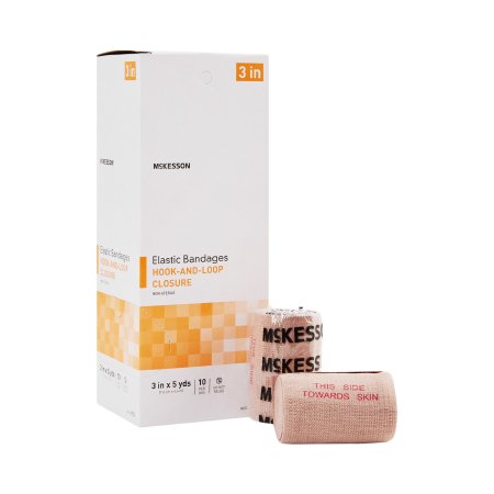 McKesson Elastic Bandage McKesson 3 Inch X 5 Yard Hook and Loop Closure Tan NonSterile Standard Compression - Case of 50 - 053-CS