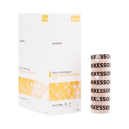 McKesson Elastic Bandage McKesson 6 Inch X 5 Yard Hook and Loop Closure Tan NonSterile Standard Compression - Case of 50 - 056-CS