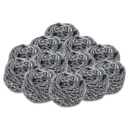 Lagasse Scouring Pad Boardwalk® Heavy Duty Silver NonSterile Stainless Steel 2-1/2 X 2-3/4 Inch Reusable - Case of 12 - BWK50-CS