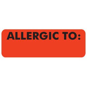 Tabbies Pre-Printed Label Allergy Alert Red ALLERGIC TO: _______ Alert Label 1 X 3 Inch - Each - MAP3240-EA