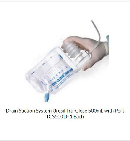 Uresil LLC Suction Drainage Bag Tru-Close® 500 mL Dual Anti-Reflux Barrier - Box of 10 - TCS500D-BX