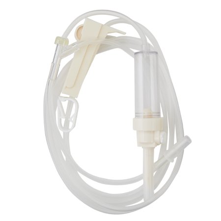 AirTite Products Primary IV Administration Set ExeLInt® Gravity 1 Port 15 Drops / mL Drip Rate Without Filter 78 Inch Tubing Solution - Case of 50 - 29081-CS