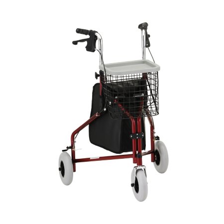 Nova Ortho-Med 3 Wheel Rollator Traveler® Red Adjustable Height / Folding Aluminum Frame - Each - 4900RD-EA