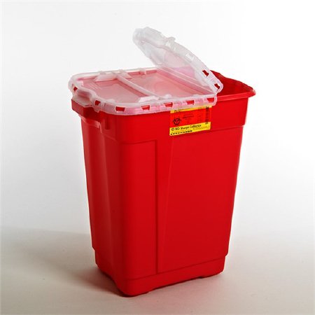 BD Sharps Container BD™ Red Base 23-1/2 H X 20 W X 14-3/4 D Inch Vertical Entry 17 Gallon - Each - 305610-EA