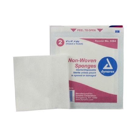 Dynarex Nonwoven Sponge Dynarex® 4 X 4 Inch 2 per Pack Sterile 4-Ply Square - Case of 600 - 3364-CS