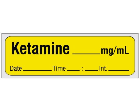 Shamrock Scientific Drug Label Shamrock Anesthesia Label Ketamine mg/mL Date_Time_Int_ Yellow 1/2 X 1 Inch - Each - SA-201-DTI-PRE-EA